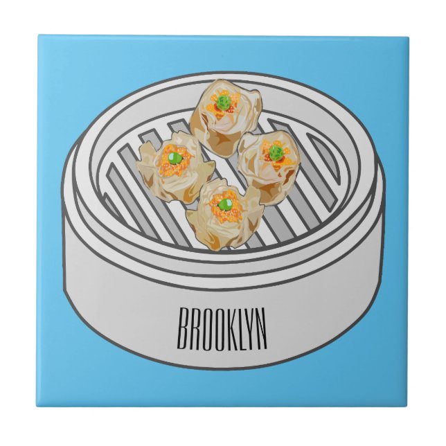 Shumai dim sum Cartoon Illustration Fliese (Vorderseite)