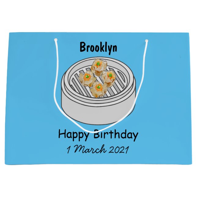 Shumai dim sum Cartoon Illustration Große Geschenktüte (Vorderseite)