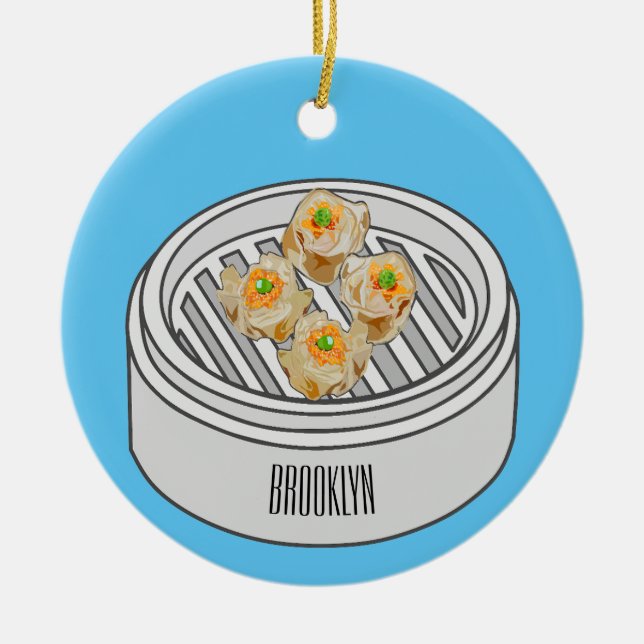 Shumai dim sum Cartoon Illustration Keramik Ornament (Vorne)