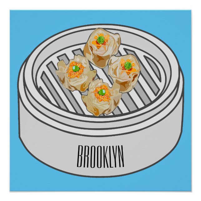 Shumai dim sum Cartoon Illustration Poster (Vorderseite)