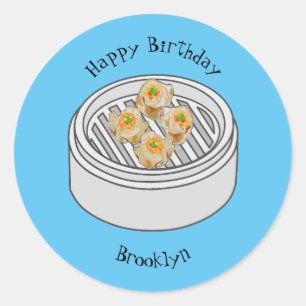 Shumai dim sum Cartoon Illustration Runder Aufkleber