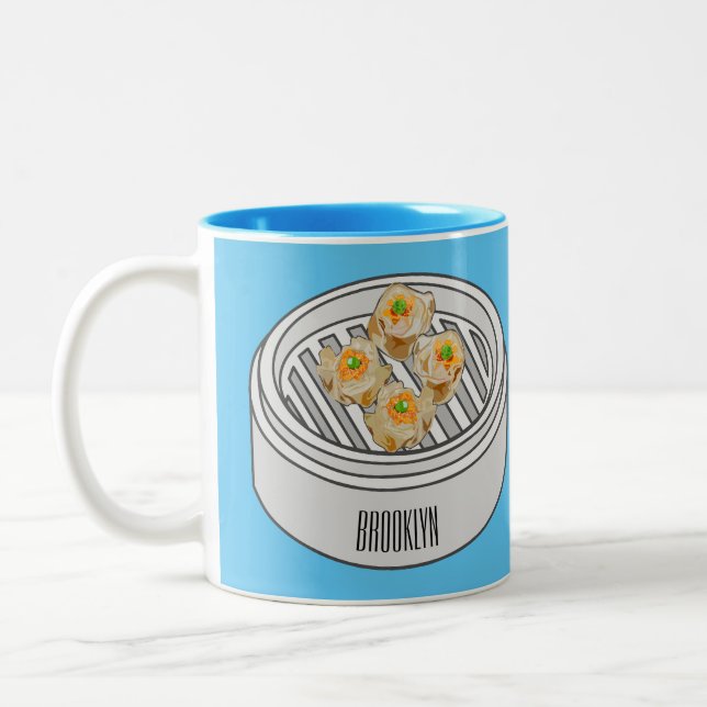 Shumai dim sum Cartoon Illustration Zweifarbige Tasse (Links)