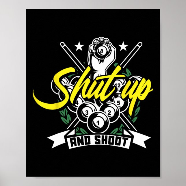 Shup and Shooting Funny Pool Billiard Snooker Gesc Poster (Vorne)