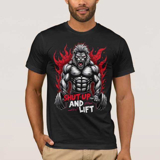 Shut Up and Lift – Beast Hybrid Gym Tee (Vorderseite)