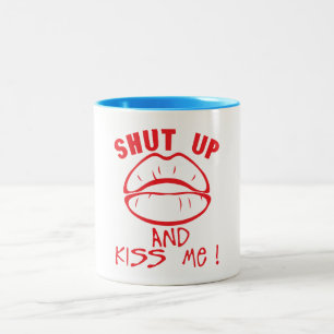 SHUT UP KISS Levre Levre Mundmund Zweifarbige Tasse