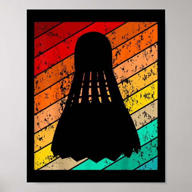 Shuttle, Badminton Ball Player, Vintager Retro Poster (Vorne)