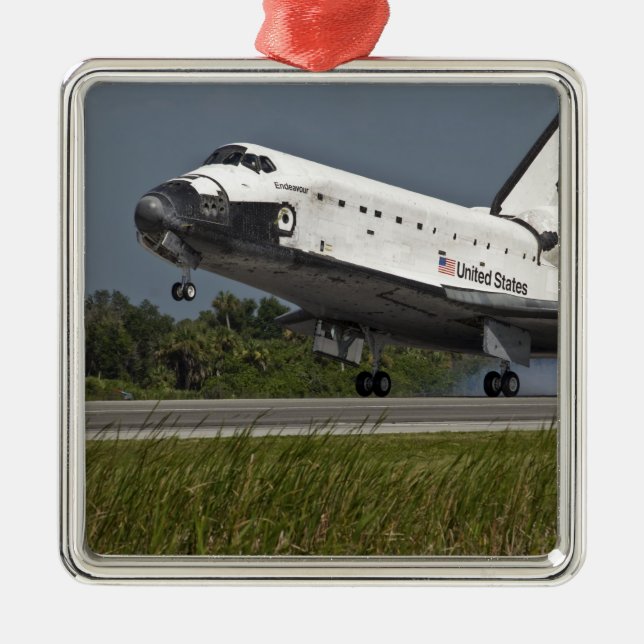 Shuttle Endeavor landet Kennedy Space Center Silbernes Ornament (Vorne)