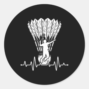 Shuttle Heartbeat Badminton Runder Aufkleber