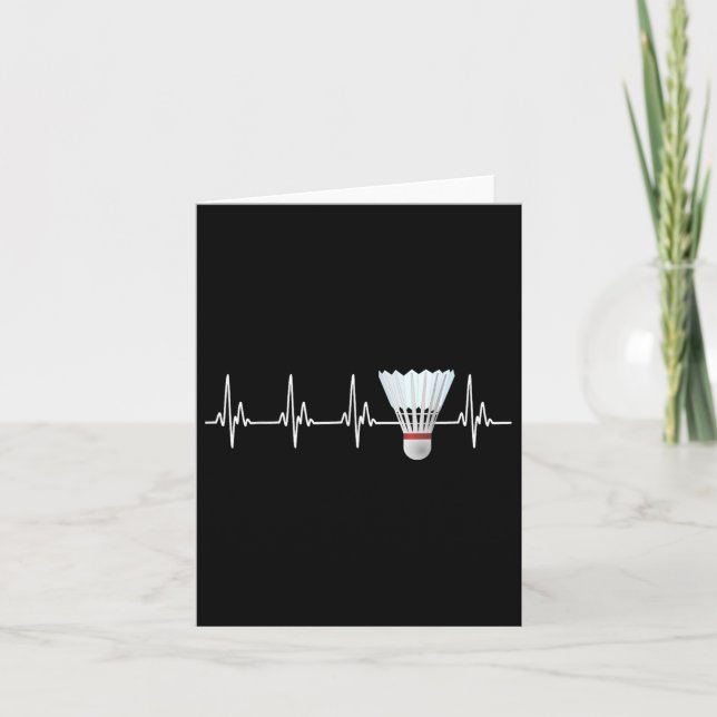 Shuttle Heartbeat Funny Badminton Player Karte (Vorderseite)