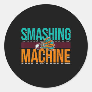 Shuttle Retro Birdie Badminton für die Smashmaschi Runder Aufkleber