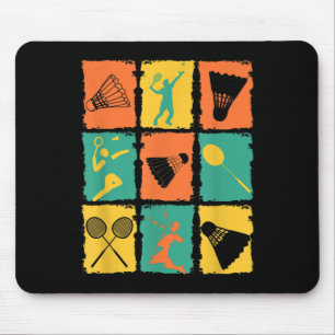 Shuttle Retro Vintage Badmintonspieler Badminton Mousepad