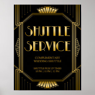 Shuttle Service Wedding Sign   Gatsby Art Deco Poster