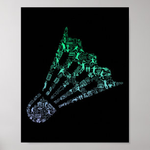 Shuttle Silhouette Badminton Spieler Shirt Herren  Poster