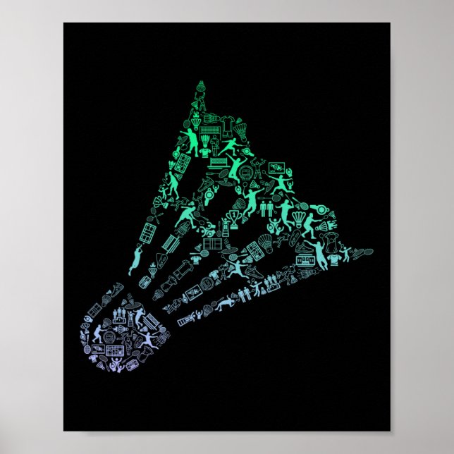 Shuttle Silhouette Dminton Player Shirt Mens Dmint Poster (Vorne)