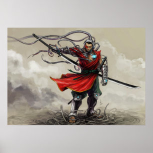 SHWANN: Der futuristische Samurai DJ Print Poster