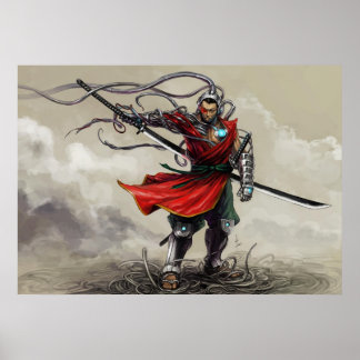 SHWANN: Der futuristische Samurai DJ Print Poster