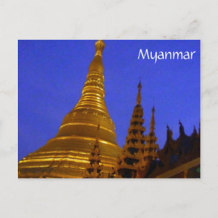 shwedagon night myanmar postkarte