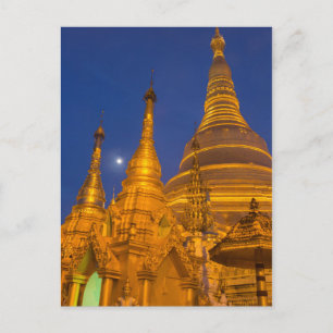 Shwedagon Pagoda in der Nacht, Myanmar Postkarte
