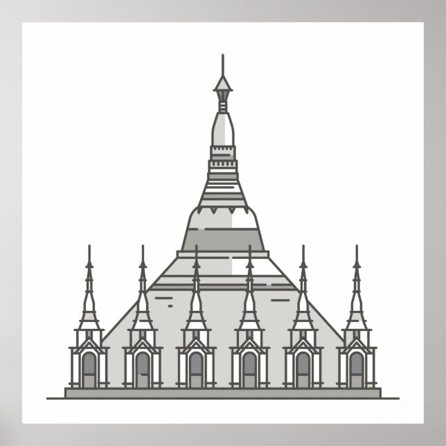 Shwedagon Pagoda World Sehenswürdigkeiten Poster (Vorne)