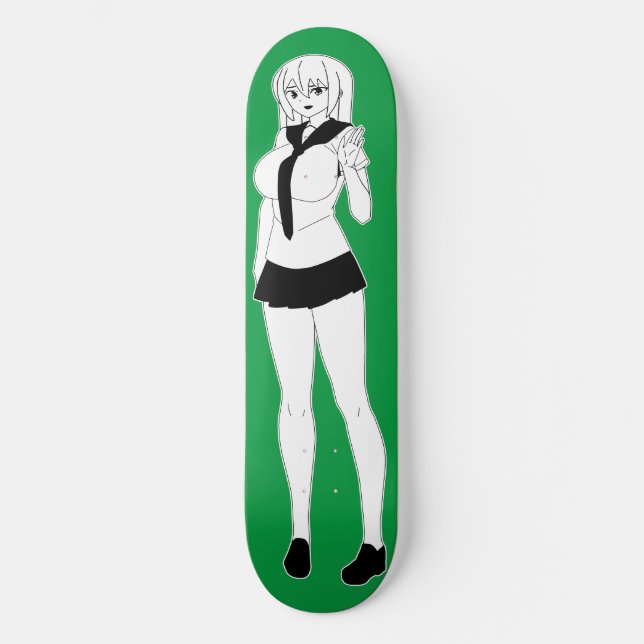 Shy Anime School Girl Skateboard Deck (Vorderseite)