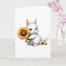 Shy Bunny mit Sonnenblume All-Occasion Gruß