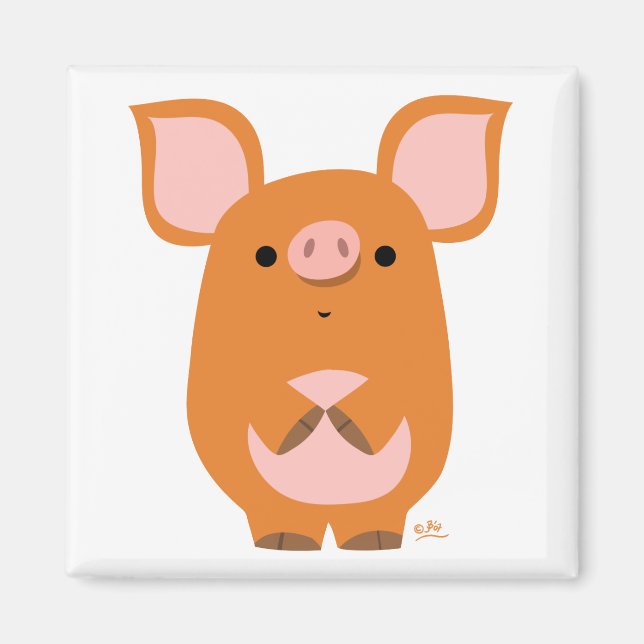 Shy Cartoon Pig Zollmagnet Magnet (Vorne)
