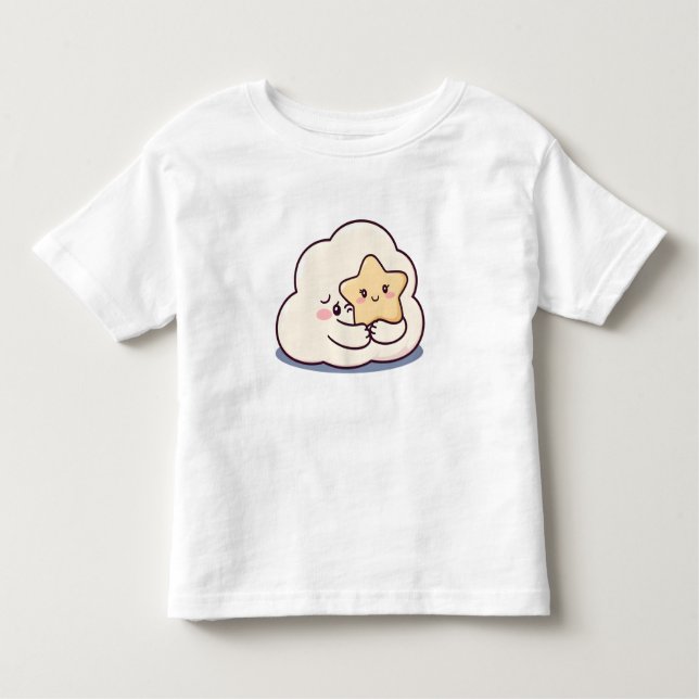 Shy Cloud umarmt einen Stern - Dreamy Niedlich Sky Kleinkind T-shirt (Vorderseite)
