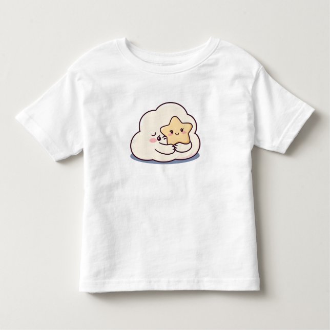Shy Cloud umarmt einen Stern - Dreamy Niedlich Sky Kleinkind T-shirt (Vorderseite)