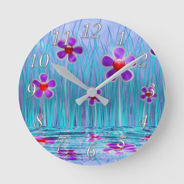 Shy Daisies Clock Runde Wanduhr (Vorderseite)