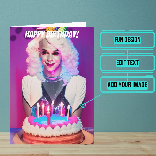 Shy Drag Queen Funny Birthday Karte (Make sure their LGBTQ+ birthday is as gay as they are.)
