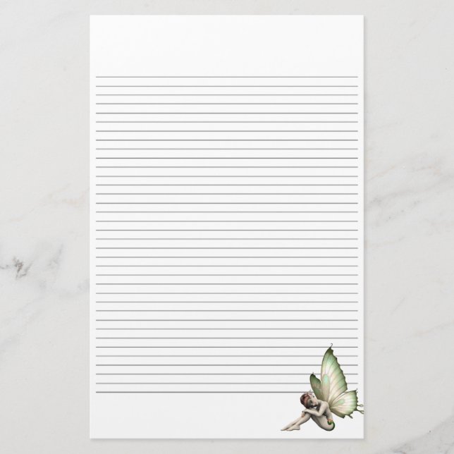 Shy Fairy Lined Stationery Briefpapier (Vorderseite)