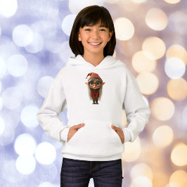 Shy Girl Christmas Elf Girl's Hoodie