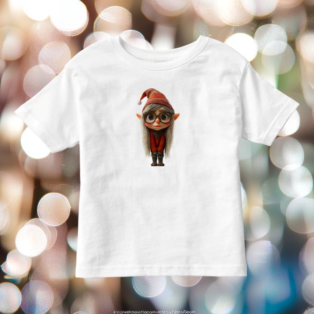 Shy Girl Christmas Elf Kleinkind's T-Shirt (Von Creator hochgeladen)