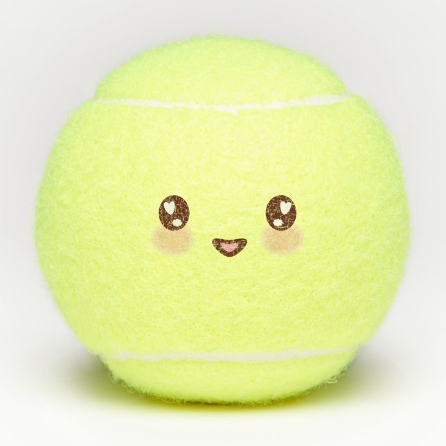 Shy Kawaii Niedlich Emoticon Emoji Tennisbälle (Vorderseite)