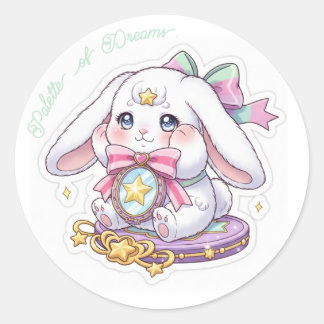 Shy Magic Bunny - Pastel Makeup Palette Kawaii 🐰✨ Runder Aufkleber