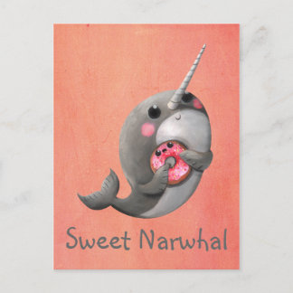 Shy Narwhal mit Donut Postkarte