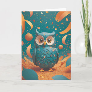 Shy owl suddenly Birthday Karte