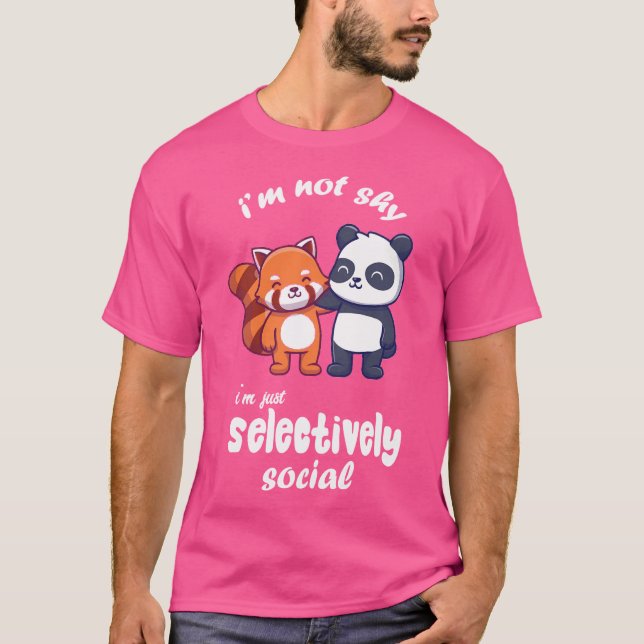 Shy Red Panda Ich bin nicht anti Social Ich bin se T-Shirt (Vorderseite)