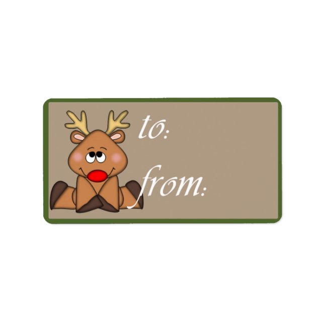 Shy Reindeer Gift Tag Adressaufkleber (Vorne)