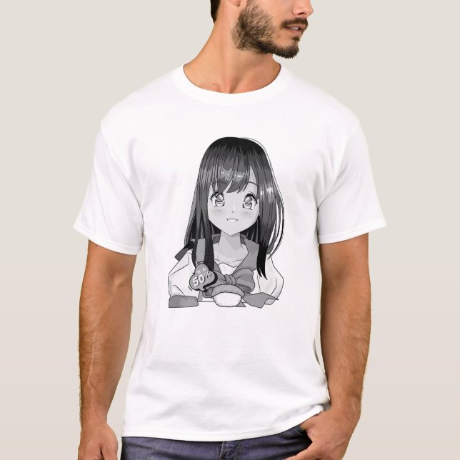 Shy School Girl - Niedlich Kawaii Anime - Japanisc T-Shirt (Vorderseite)