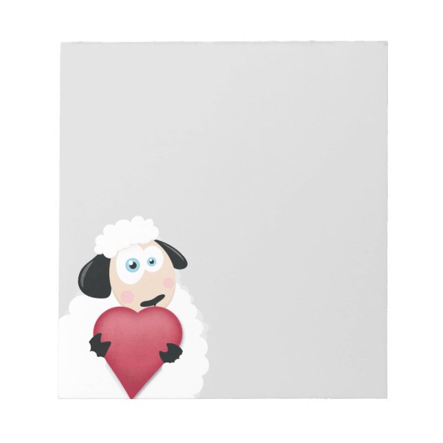 Shy Sheep Holding Liebe Herz Notizblock (Vorderseite)