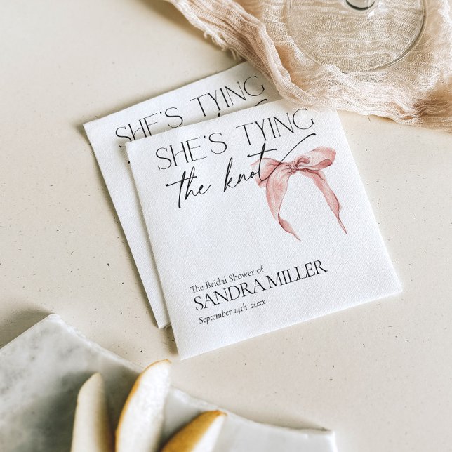 Shying the Knot Pink Bow Brautparty Serviette (Von Creator hochgeladen)