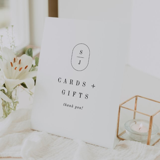 SHYLAH Einfache Schwarz-weiße Hochzeitskarten und  Sockelschild (SHYLAH Simple Black White Wedding Cards and Gifts Pedestal Sign)