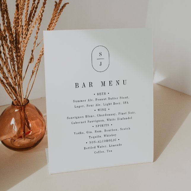 SHYLAH Elegant Boho Neutral Wedding Bar Menu Signi Sockelschild (SHYLAH Elegant Boho Neutral Wedding Bar Menu Sign)