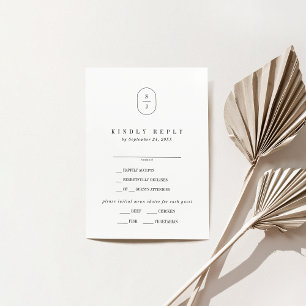 SHYLAH Elegant Monogram Neutral Wedding RSVP Card