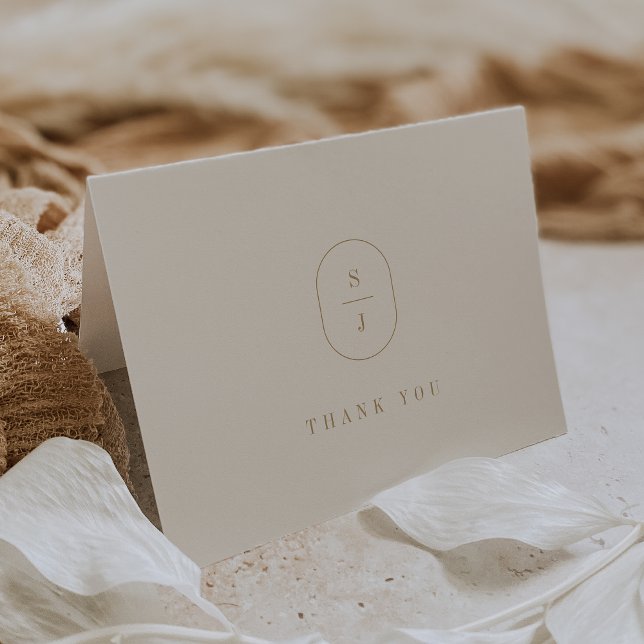 SHYLAH Faltes Minimalistisches Goldcreme Einfache  Dankeskarte (SHYLAH Folded Minimalist Gold Cream Simple Wedding Thank You Card)