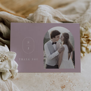 SHYLAH Flat Lilac Geometric Monogram Foto Wedding Dankeskarte