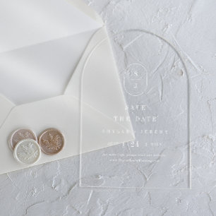 SHYLAH Monogramm weißer Bogen Hochzeit Termin merk Acryleinladungen
