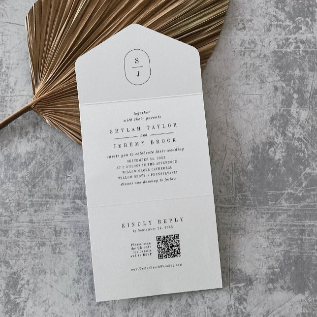 SHYLAH QR Code Einzigartig klassische Minimalistis All In One Einladung (SHYLAH QR Code Unique Classic Minimalist Wedding All In One Invitation)