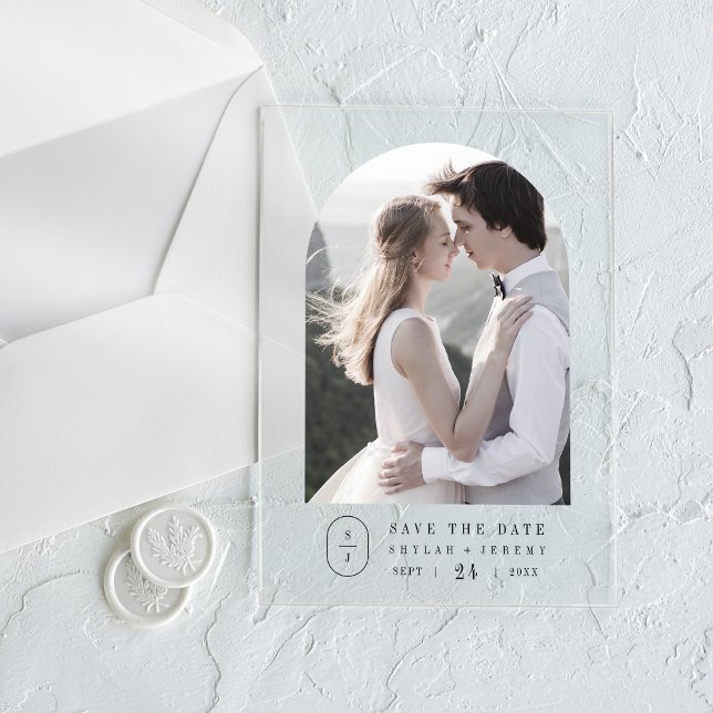 SHYLAH Simple Boho Monogram Wedding Save the Date Acryleinladungen (SHYLAH Simple Boho Monogram Wedding Save The Date Acrylic Invitations)